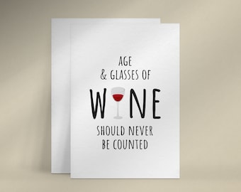 Birthday card for wine drinker, Red wine birthday card for friends, Funny wine birthday card, Printable wine card