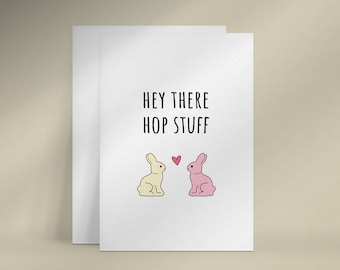 Hey There Hop Stuff Easter Card for Boyfriend, Funny Printable Easter Bunny Card, Cute Easter Card