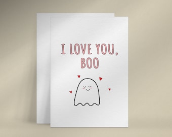 I Love You Boo Card for Boyfriend, Cute Halloween Card for Boyfriend/Girlfriend, Printable Halloween Gift