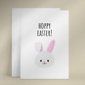 Hoppy Osterkarte, süße Karte für Ostern, lustige Oster-Wortspiel-Karte, süße Hasenkarte, druckbare Ostergrußkarte