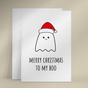 Tarjeta de Feliz Navidad para mi novio, divertida tarjeta de fantasmas de Navidad para mi novio, tarjeta de felicitación navideña imprimible, linda tarjeta de Navidad para mi novio.