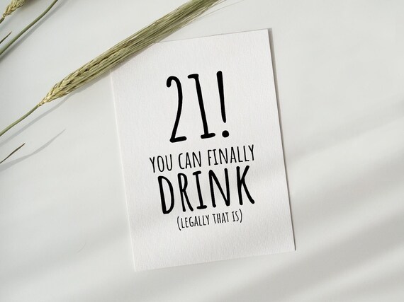 Funny 21st Birthday Card for Friend, Printable Bday card, Happy twenty-first birthday