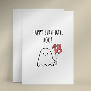 Alles Gute zum Geburtstag Boo Karte, süße Geburtstagskarte zum 18.Geburtstag, Geist Geburtstagskarte, druckbare Grußkarte