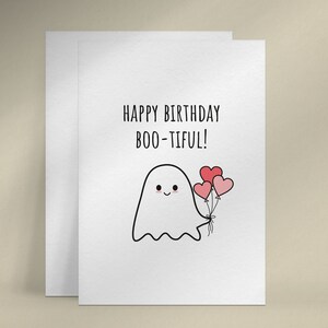 Happy Birthday Bootiful Card, jolie carte d'anniversaire Boo, carte de ballons fantômes, carte d'anniversaire imprimable pour petite amie
