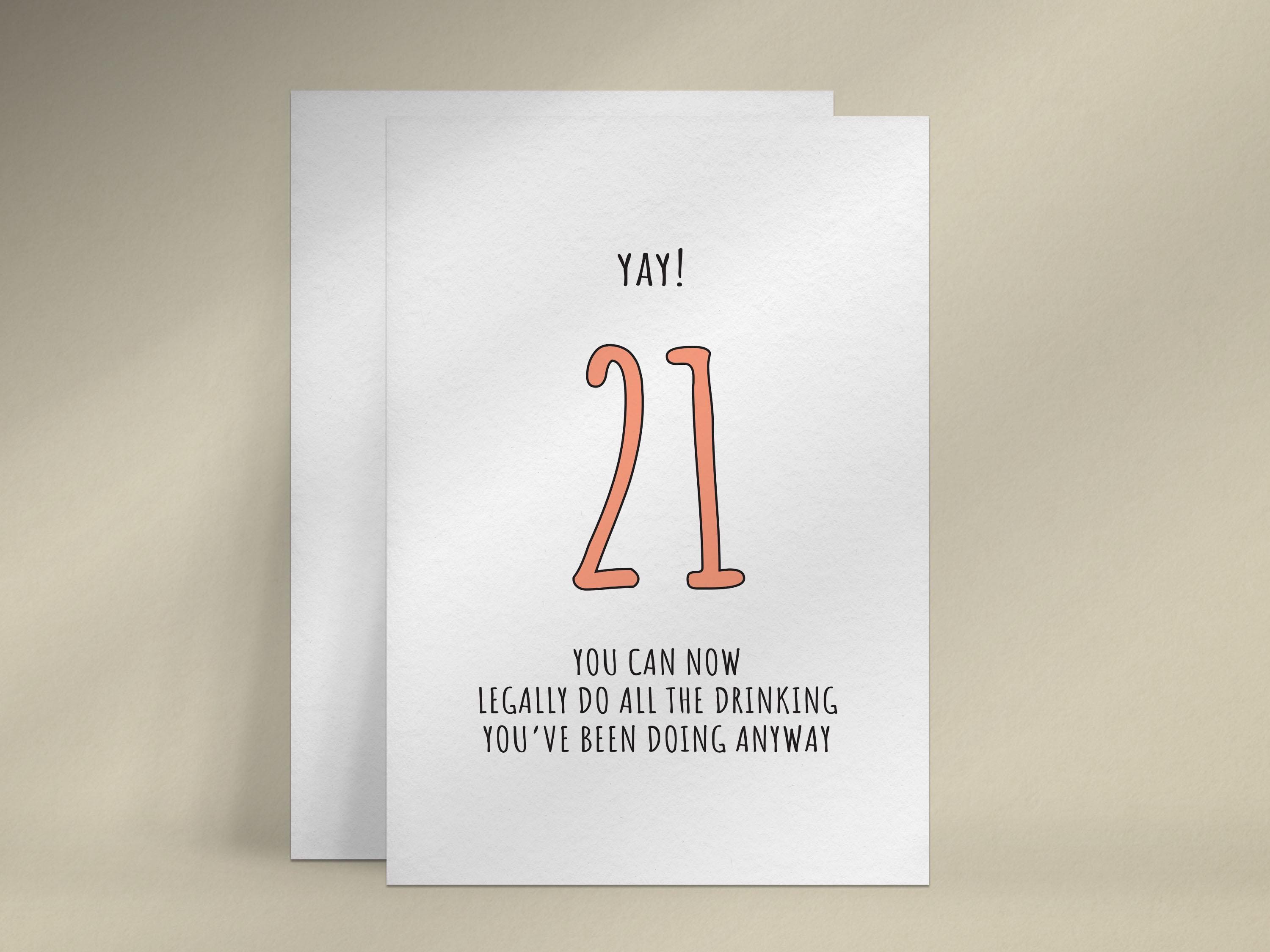 Happy 21st Birthday Card for Friend, Funny Alcohol Card for 21st Birthday,  Printable Birthday Card - Etsy, image size:3000x2250