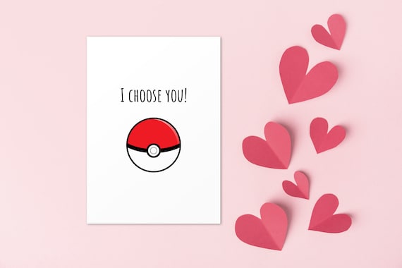 I Choose You Valentine's Day Card, Cute Pokemon Card for Boyfriend, Funny  Pokeball Valentine's Gift - Etsy