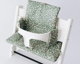 Wipeable Cushion Compatible with Stokke Tripp Trapp Classic High Chair - Dots on Sage