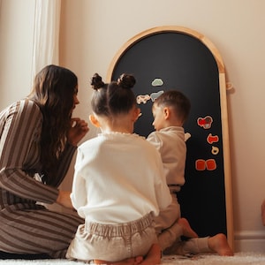 Magnetic Chalkboard Arch 66x126cm in Ash wooden frame / kids room, playroom, Montessori
