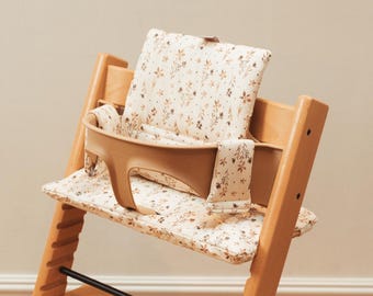 Wipeable Cushion Compatible with Stokke Tripp Trapp Classic High Chair - Brown Wildflowers