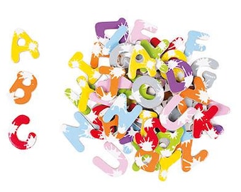 Janod - 52 pcs Letters Magnets / Magnetic Toys, Magnetic Games, Board Magnets, Fridge Magnets, Montessori