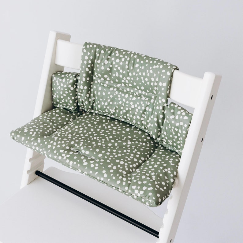 Wipeable Cushion Compatible with Stokke Tripp Trapp Classic High Chair Dots on Sage zdjęcie 3