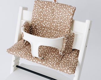 Wipeable Cushion Compatible with Stokke Tripp Trapp Classic High Chair - Dots on Taupe