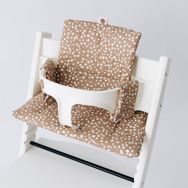 Coussin lavable compatible avec la chaise haute classique Tripp Trapp de Stokke - Pois sur taupe