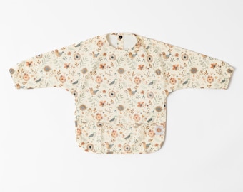 Waterproof Long Sleeve Bib | Weaning Bib | Painting Apron | For Infants and Toddlers 6 - 24 Months - Boho Sunshine Birds