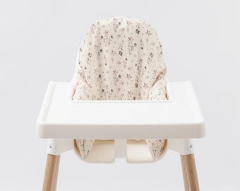IKEA アンティロップ ハイチェア用 拭けるクッションカバー - ブラウン ワイルドフラワー