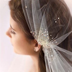 Wedding Veil with Crystals, Juliet Cap, Chapel & Cathedral Lengths available, Soft tulle