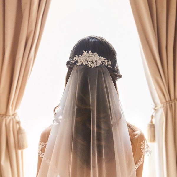 Sheer Simple Single Tier Wedding Veil, Chapel & Cathedral Lengths available, Soft Tulle