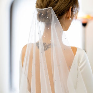 Scattered Crystal / Rhinestone wedding veil, Chapel & Cathedral lengths available, soft ivory tulle