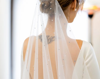 Scattered Crystal / Rhinestone wedding veil, Chapel & Cathedral lengths available, soft ivory tulle