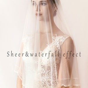 Champagne wedding veil, edge beaded veil high quality wedding veil blusher drop veil, customised veil image 8