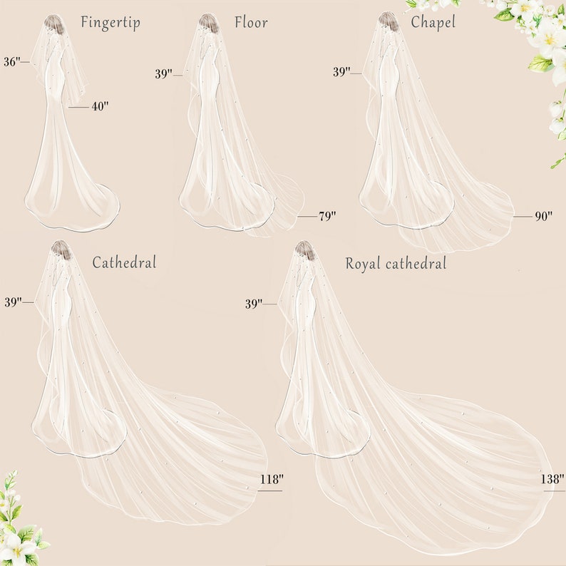 Soft Wedding Veil with Pearls and Blusher, Chapel & Cathedral Lengths Available, Single Tier image 7