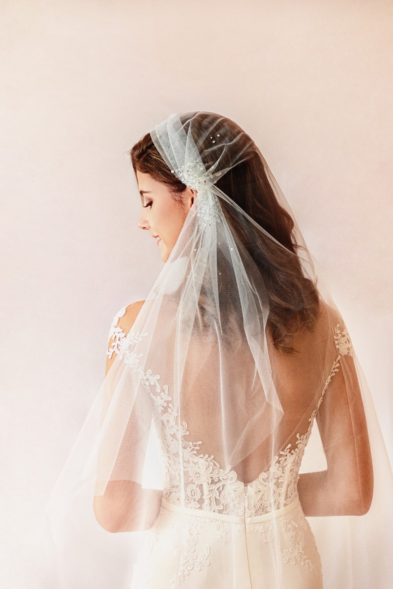 Juliet Cap Veil Soft Tulle Wedding Veil With Crystals Boho Etsy Australia