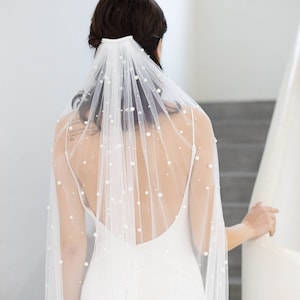 Pearl wedding veil, Cathedral, Royal Cathedral & Chapel lengths available, Soft Ivory Tulle