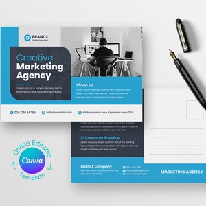 Postkarte Design Canva Template | Druckbare Business Postkarte Design | Corporate Postkarten Vorlage | Canva Template, Sofort Download