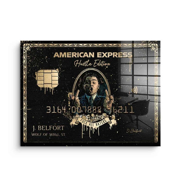 American Express credit card black Amex Acrylglasbild Wolf of Wall Street Jordan Belfort Hustle Edition Wandbild Kunstdruck Deko