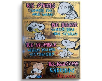 Canvas Picture Snoopy Comic Cartoon Motivation Be Awesome Be Strong Be  Brave Be Humble Wall Art Mural Art Print 