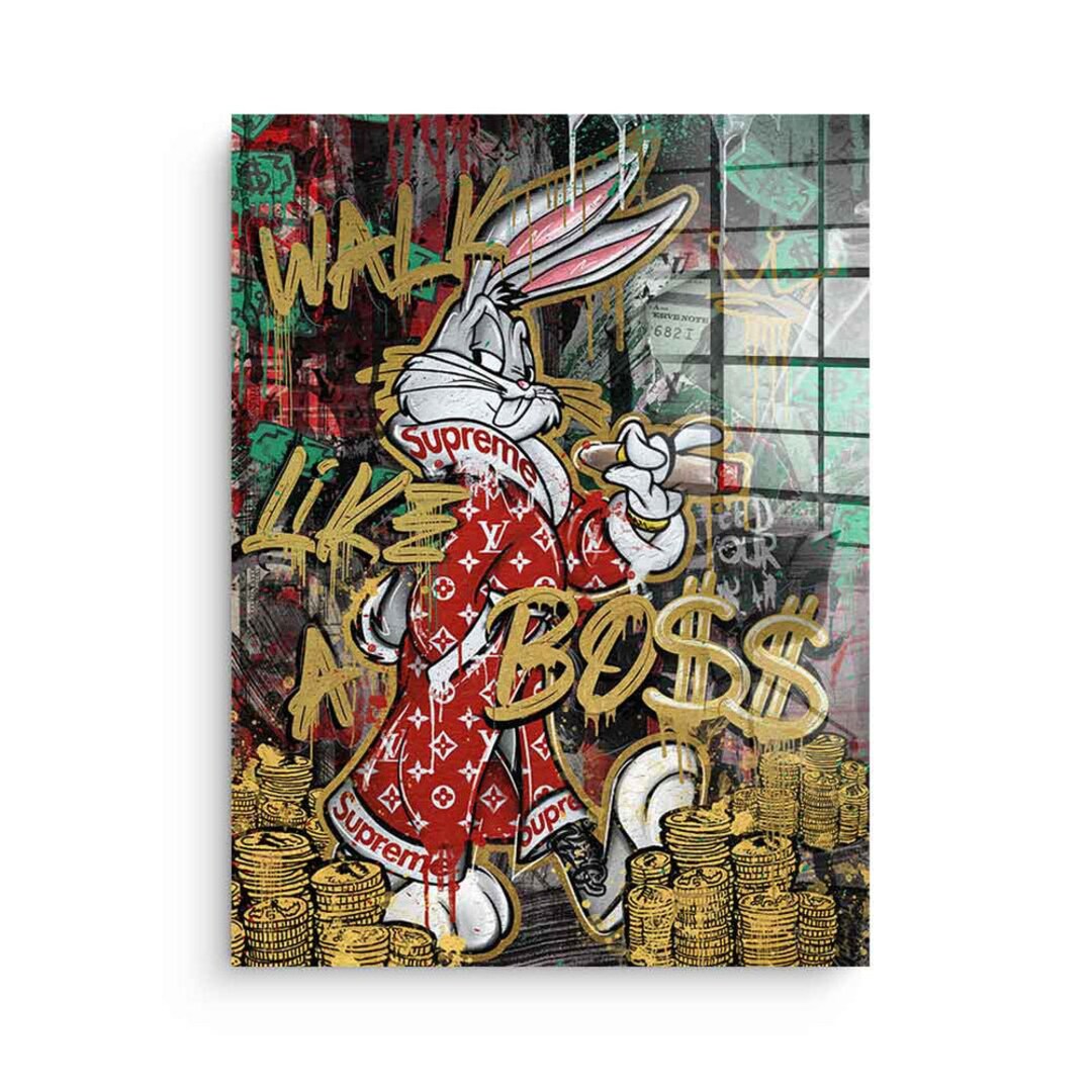 Art Israel Etsy Bunny Comic - Bugs Cartoon Art Glass Pop Print Acrylic Mural