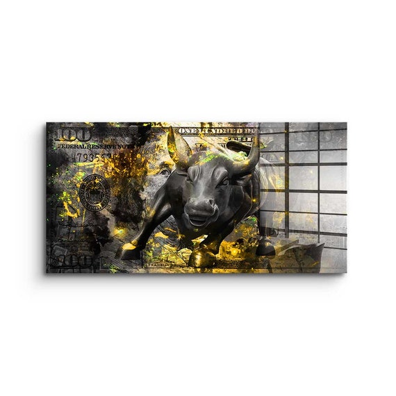 Trading Bear Glass Bull Stock Etsy Wall Stock and Und Black Bär Bulle Art - Market Street Print Market Acrylic Mural