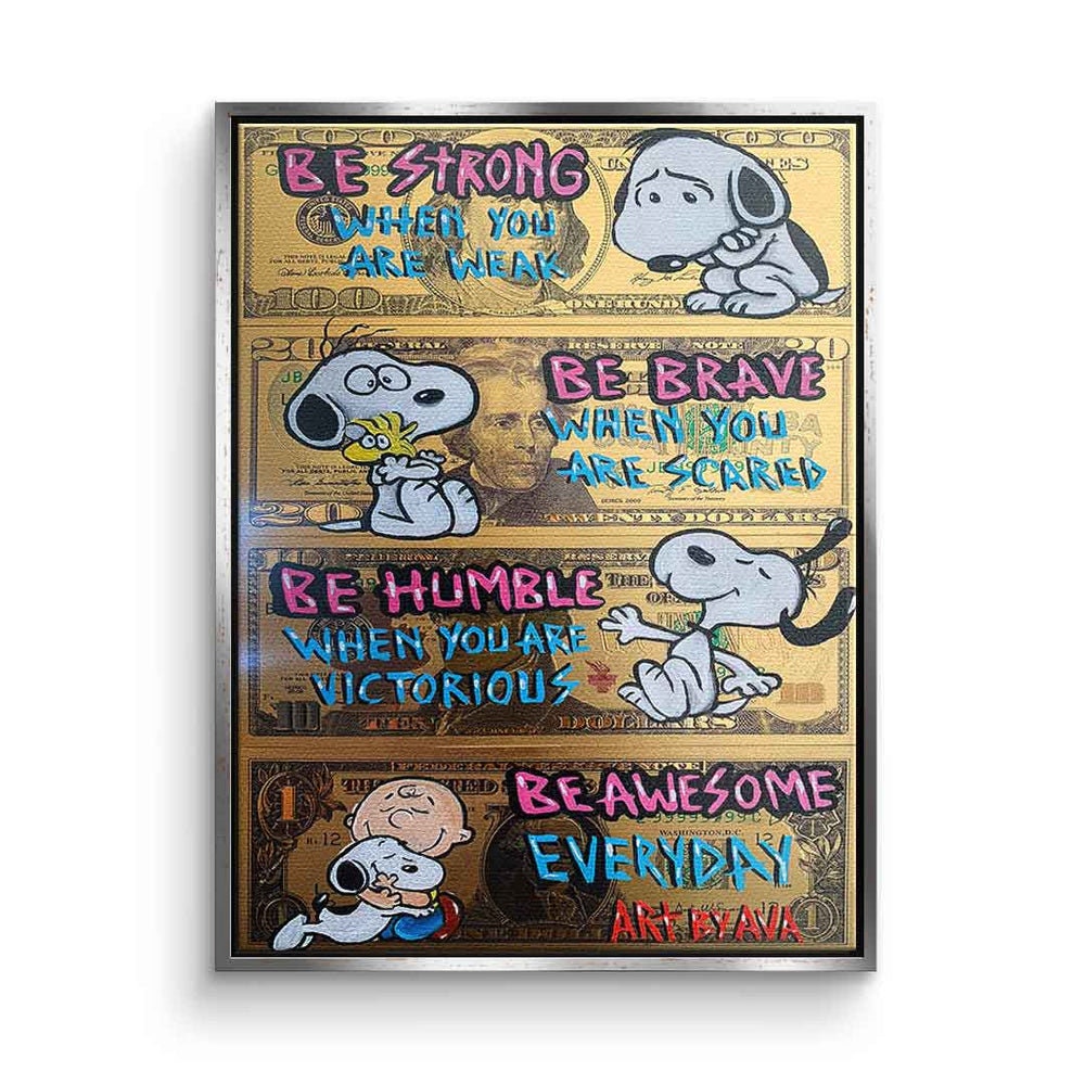 Canvas Picture Snoopy Comic Cartoon Motivation Be Awesome Be Strong Be  Brave Be Humble Wall Art Mural Art Print 