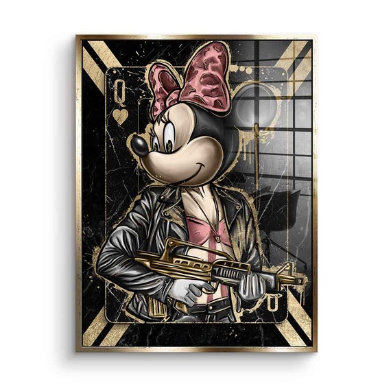 Minnie Mouse Comic Pop Art Acrylic Glass Minnie Mouse Gangster Queen of  Hearts Mural Art Print - Etsy