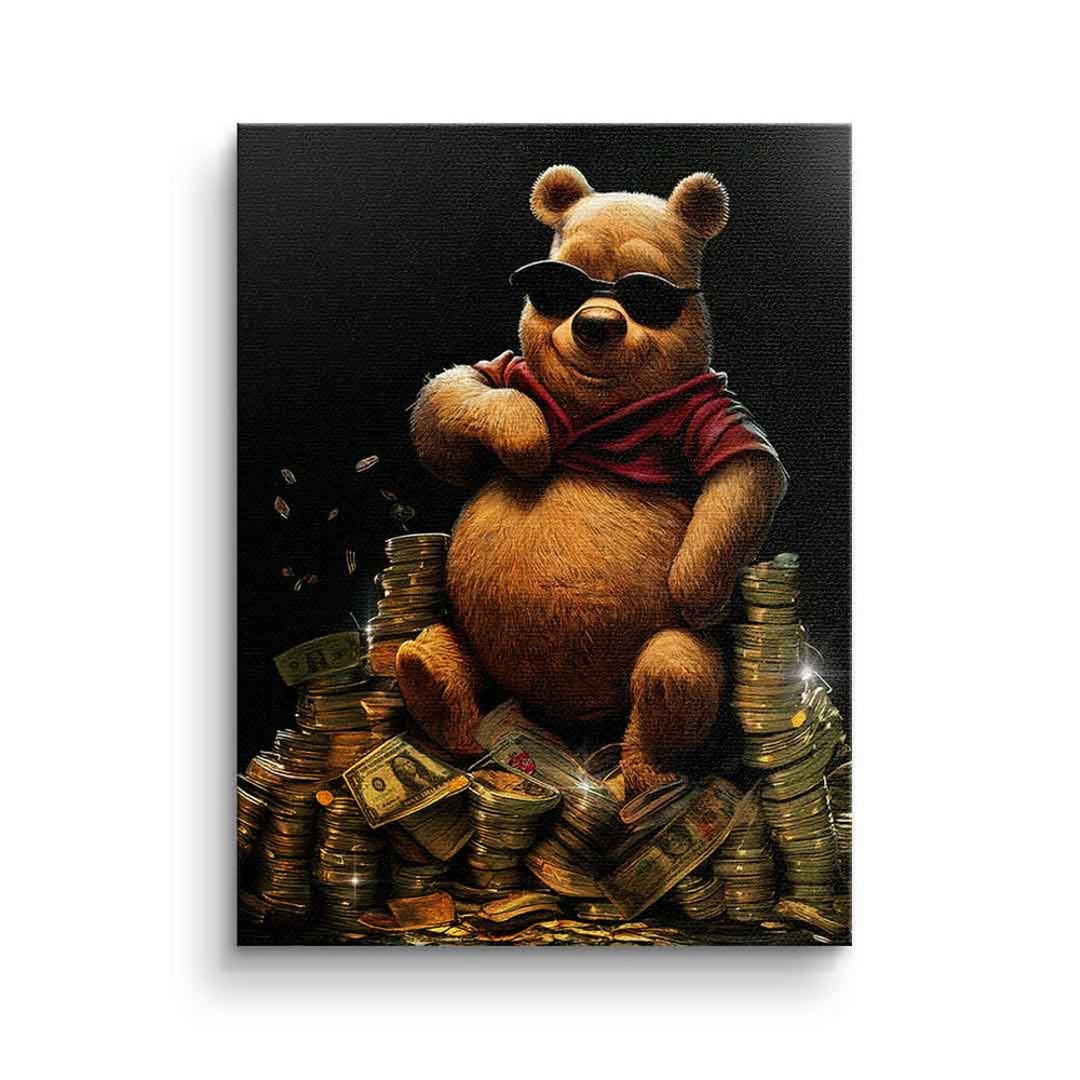 the the XXL Wealth Luxury Frame Money Hustle Premium Pooh Picture Success Pu Canvas Motif Etsy Bear Comic Winnie With Money Bear - Dotcomcanvas