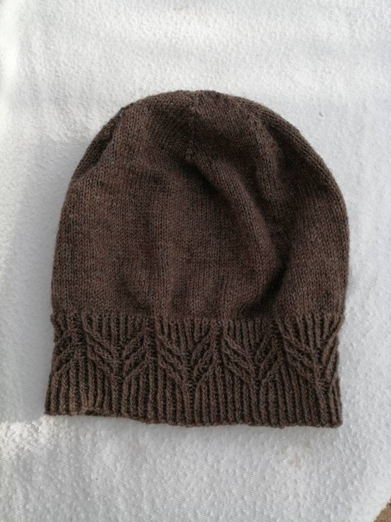Beautiful brown knit hat with pattern knit hat hat wool Etsy