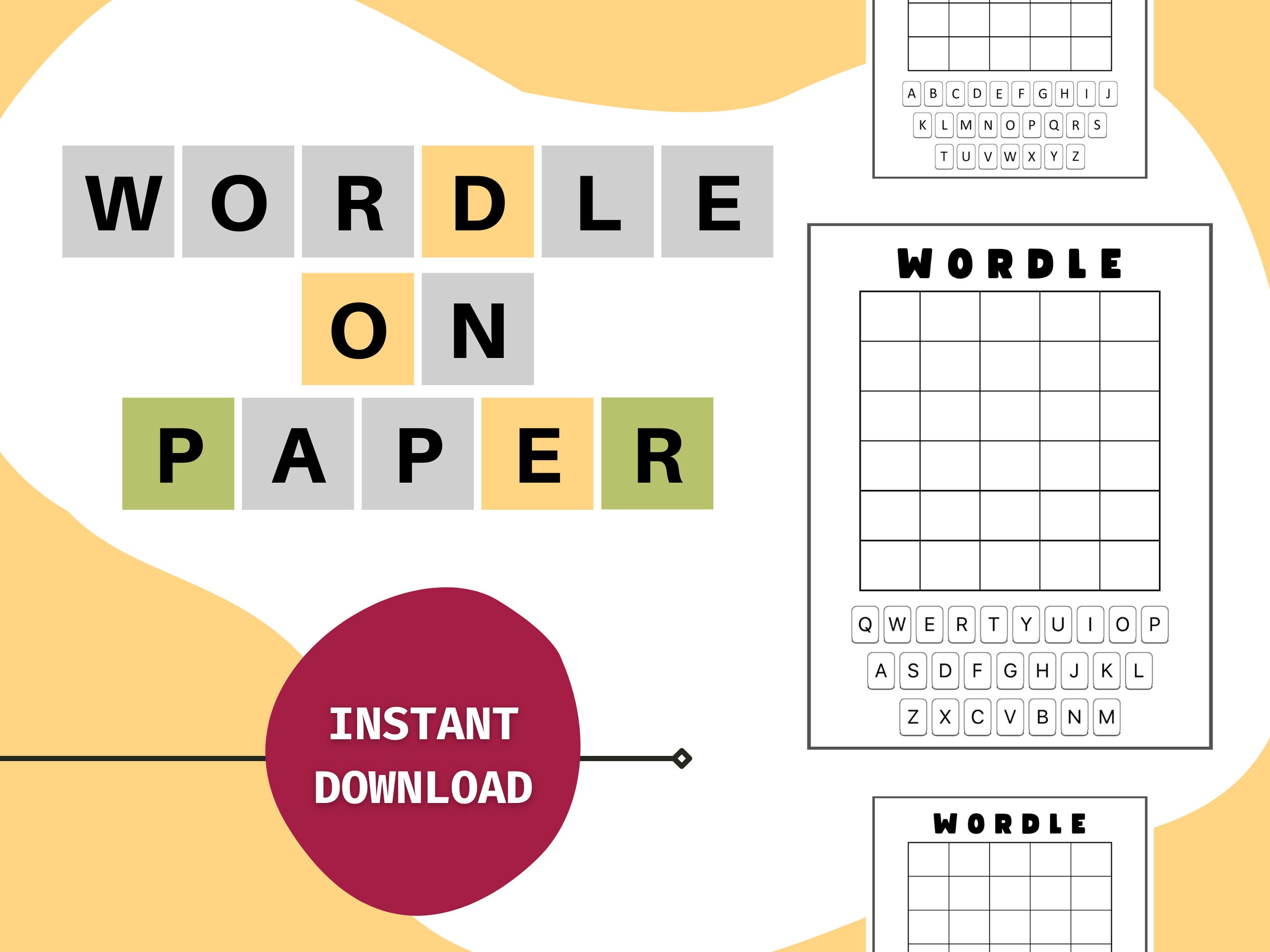 Blank Wordle Printable Instant Download Paper Wordle Game Custom Gift