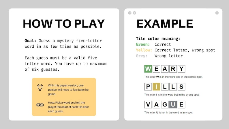 Buy Blank Wordle Printable Instant Download Paper Wordle Game Online in