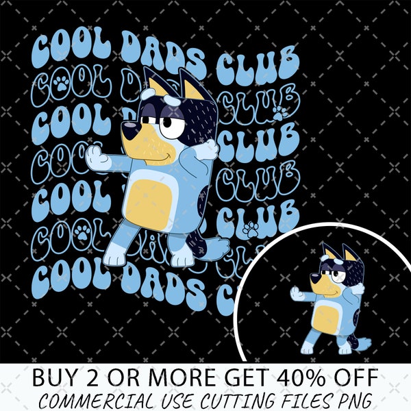 Cool Dads Club PNG, Bluey Dad PNG, Bluey Family Cartoon Regalo per la festa del papà, File digitale Bandit Cool Dad Club, Bluey Bandit, Regalo di compleanno per papà