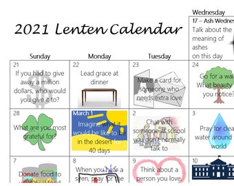 Lent Calendar Etsy lent armenian calendar 2021