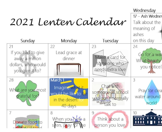 2021 Kids Lenten Calendar Digital Download Etsy 2021 lenten calendar for kids
