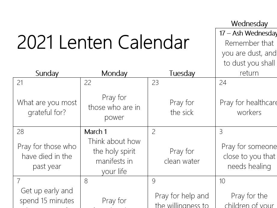 2021 Lenten Calendar Digital Download | Etsy