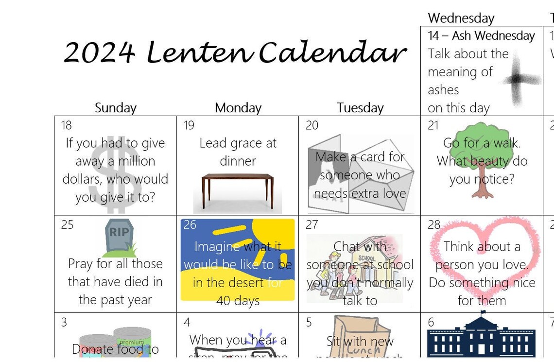 2024 Kids Lenten Calendar Digital Download Etsy UK