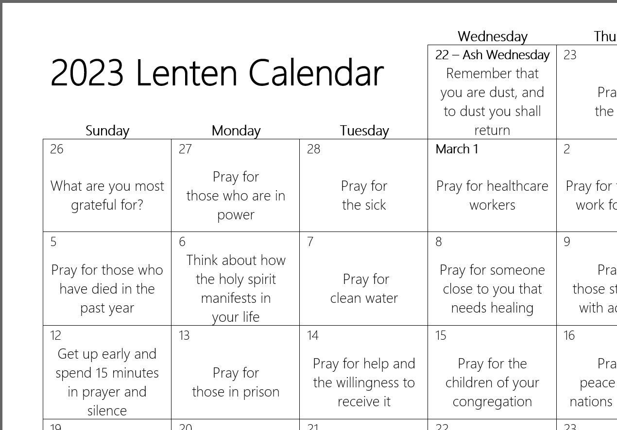 2023 Lenten Calendar Digital Download Etsy