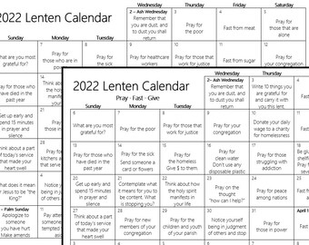 2022 Lent Calendar Lenten Calendar | Etsy