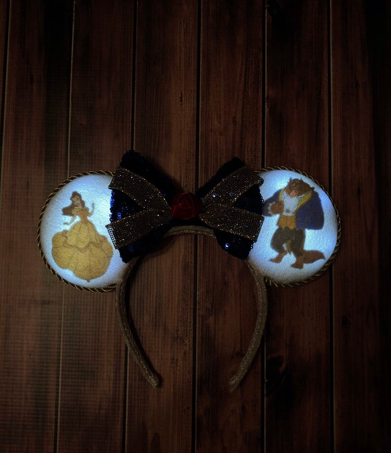 Princess ears Beauty and the Beast ears Minnie Mouse ears Beast ears light up Mickey Ears Light up ears Belle ears Belle Minnie ears