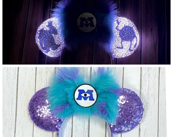 Sully ears, Monsters inc. ears, Minnie mouse, mickey mouse ears, disney inspired ears, disney gift, mike wazowski ears, justsewcutebyjo, ear