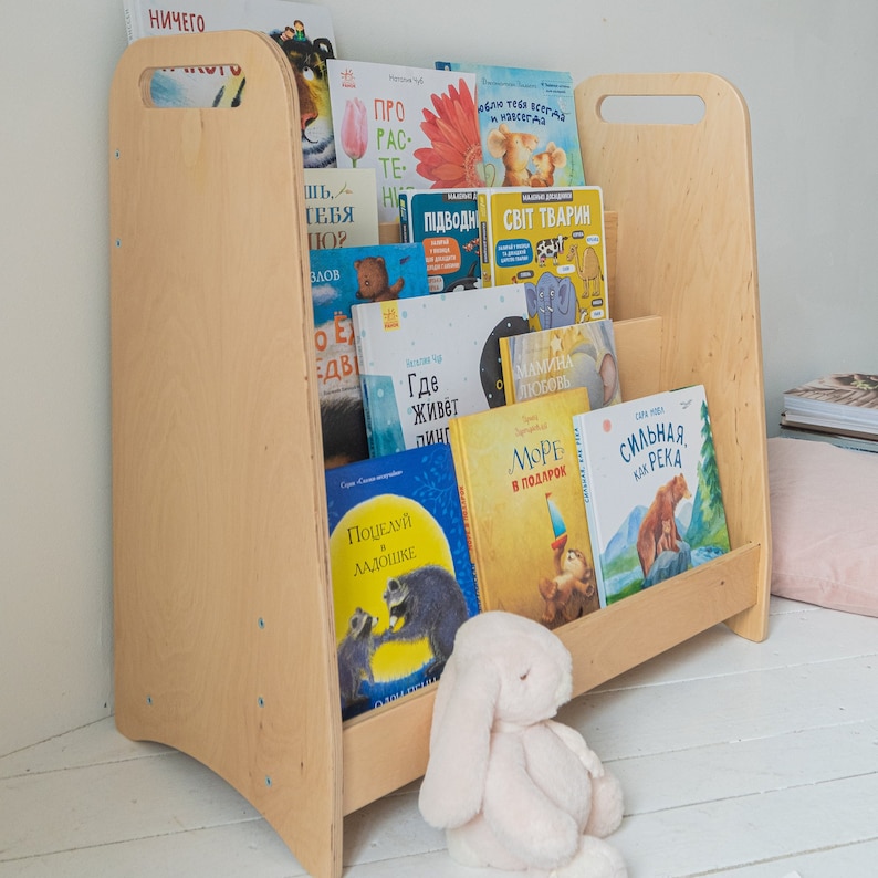 Montessori Bookshelf, Kids Bookcase, Nursery Wooden Bookshelf, Shelf