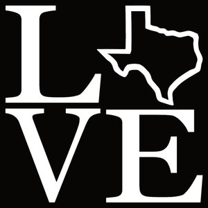 Love Texas Native Texan Decal White Choose Size