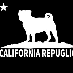 California Repuglic Pug Die Cut Decal No Background